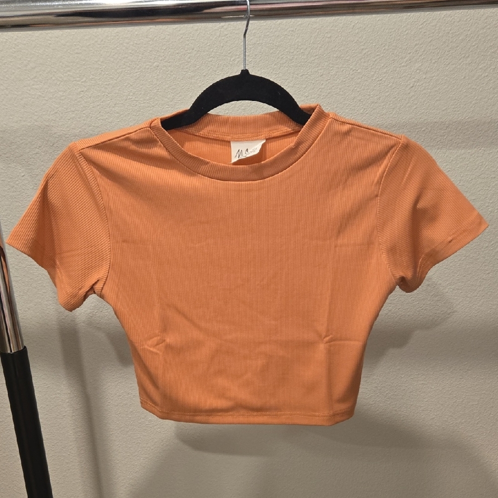 Salmon Ribbed Crop Top